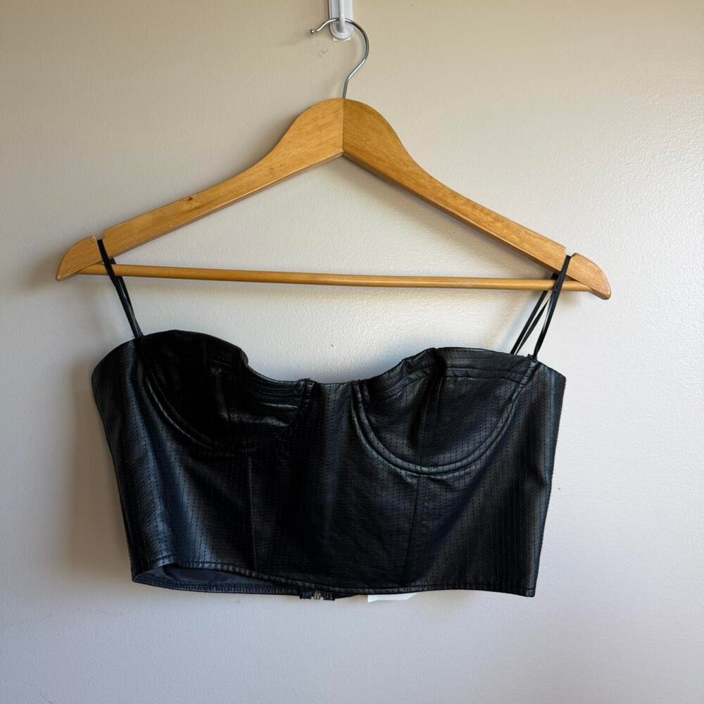 NWT Edit by Nine Black Faux Leather Corset Top Zip Front Medium